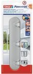 tesa Powerstrips Hakenleiste, matt-chrom - selbstklebender 3er-Haken f&uuml;r K&uuml;che und