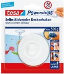 tesa Powerstrips Deckenhaken - Selbstklebender, drehbarer Haken in Wei&szlig; zum