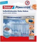 tesa Klebehaken f&uuml;r transparente Oberfl&auml;chen und Glas (1 kg) - Durchsichtige,