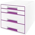 Leitz CUBE Schubladenbox mit 4 Schubladen, Wei&szlig;/Violett, A4, Inkl. transparentem