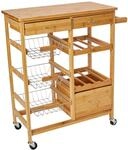 Zeller 13775 K&uuml;chenrollwagen mit Bambootop 66 x 38 x 84, Bamboo