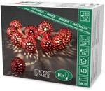 Konstsmide LED Dekolichterkette, kleine rote Metallb&auml;lle, 10 warm wei&szlig;e Dioden,
