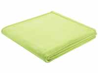 B@Home Biederlack Decke/Überwurf, 150 x 200 cm, Fleece, einfarbig grün