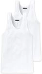 Schiesser Herren Jas 0/0 (2 stuks) Unterhemd, Wei&szlig; (100-weiss), M EU