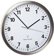 TFA Dostmann Analoge Funk Wanduhr mit Edelstahlrahmen, 60.3523, lautloses Uhrwerk,