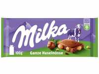 Milka Ganze Haselnüsse 1 x 100g I Alpenmilch-Schokolade I mit ganzen...