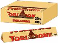 Toblerone Schokolade 20 x 100g, Feine Schweizer Milchschokolade mit Honig- und