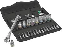 Wera 05004017001 8100 SA 7 Zyklop Metal-Knarrensatz Durchsteckvierkant, 1/4 Zoll