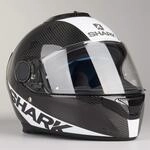 SHARK Motorradhelm Hark Spartan Carbon Skin, Schwarz/Wei&szlig;, Gr&ouml;&szlig;e S