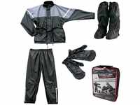 Roleff Racewear Regenjacke und Regenhose, Schwarz/Grau, Größe M