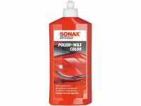 SONAX Polish+Wax Color rot (500 ml) Politur mit blauen Farbpigmenten und