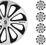 Satz Sparco Radzierblenden Sicilia 15-Zoll Silber/Schwarz/Karbon