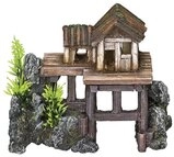 Nobby Aqua Ornaments HOLZHAUS mit Pflanzen, 15,5 x 8 x 12 cm, 1 St&uuml;ck