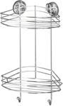 WENKO Vacuum-Loc Eckregal 2 Etagen Chrom, Duschablage mit 2 Ebenen und 2 Haken,