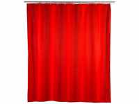 WENKO Anti-Schimmel Duschvorhang Rot, Textil-Vorhang mit Antischimmel Effekt...