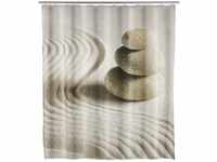 WENKO Duschvorhang Sand & Stone, Textil-Vorhang fürs Badezimmer, mit Ringen zur