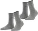 ESPRIT Damen Socken Basic Easy Multipack W So Baumwolle einfarbig 2 Paar, Grau Light