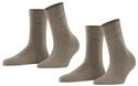 ESPRIT Damen Socken Basic Easy Multipack W So Baumwolle einfarbig 2 Paar, Braun
