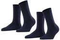 ESPRIT Damen Socken Basic Easy Multipack W So Baumwolle einfarbig 2 Paar, Blau Marine