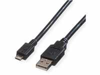 ROLINE USB 2.0 Kabel, USB A ST - Micro USB B ST, schwarz, 1,8 m