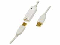 LogiLink UA0092 aktiv Repeater Kabel (12 m, USB 2.0), weiß