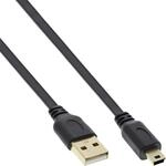 InLine&reg; USB 2.0 Flachkabel, USB A Stecker an Mini-B Stecker (5pol.), schwarz,...
