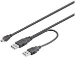 Wentronic USB Kabel (2x A-Stecker auf 5-polig mini B-Stecker) 0,6m
