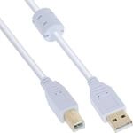 InLine 34555W USB 2.0 Kabel, A an B, wei&szlig; / gold, mit Ferritkern, 5m, 1 St&uuml;ck