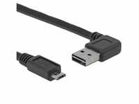 Delock USB-Kabel USB 2.0 USB-A Stecker, USB-Micro-B Stecker 1.00m Schwarz vergoldete