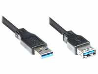 Verlängerung USB 3.0 Stecker A an Buchse A, schwarz, 1,8m, Good Connections®