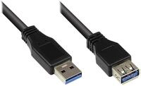 Verl&auml;ngerung USB 3.0 Stecker A an Buchse A, schwarz, 1,8m, Good Connections&reg;