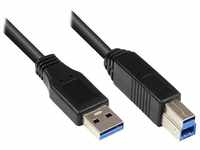 Anschlusskabel USB 3.0 Stecker A an Stecker B, schwarz, 5m, Good Connections®