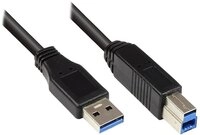 Anschlusskabel USB 3.0 Stecker A an Stecker B, schwarz, 5m, Good Connections&reg;