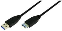 Logilink CU0041 USB Kabel, USB 3.0, AM zu AF, schwarz, 1,00 m