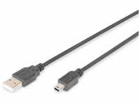 DIGITUS USB 2.0 Anschlusskabel - 1.0 m - USB A (St) zu USB Mini B (5 Pin) (St)...