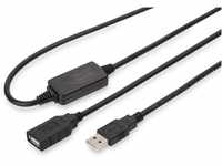 DIGITUS Aktives USB 2.0 Verlängerungskabel, Repeaterkabel, 10 m Länge, USB A