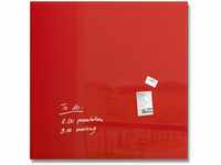 SIGEL GL202 Premium Glas-Whiteboard 100x100 cm rot hochglänzend, TÜV geprüft,