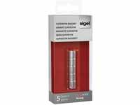 SIGEL GL700 Neodym-Magnete Zylinder silber, Ø 1x1 cm, 5er-Set SuperDym, für