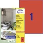 AVERY Zweckform 3470 Rote Etiketten (100 Aufkleber, 210x297mm auf A4, permanent