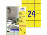 AVERY Zweckform 3451 Gelbe Etiketten (2.400 Aufkleber, 70x37mm auf A4, permanent