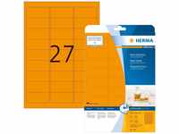 HERMA 5141 Farbige Etiketten neon orange, 20 Blatt, 63,5 x 29,6 mm, 27 pro A4...