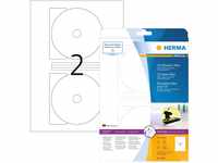 HERMA 8624 CD DVD Etiketten inkl. Zentrierhilfe blickdicht, 10 Blatt, Ø 116 mm...