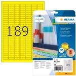 HERMA 4243 Farbige Etiketten gelb abl&ouml;sbar, 20 Blatt, 25,4 x 10 mm, 189 pro A4