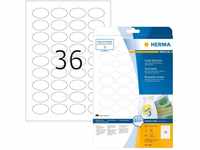 HERMA 4380 Universal Etiketten ablösbar oval, 25 Blatt, 40,6 x 25,4 mm, 36 pro A4