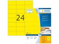 HERMA 4406 Farbige Etiketten gelb, 100 Blatt, 70 x 37 mm, 24 pro A4 Bogen, 2400