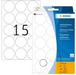 HERMA 2270 Punktaufkleber Klebepunkte wei&szlig;, 480 St&uuml;ck, &Oslash; 32 mm, 15 pro Bogen,