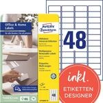 AVERY Zweckform L4736REV-10 Universal Etiketten (480 Klebeetiketten, 45,7x21,2 mm auf