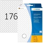 HERMA 2210 Punktaufkleber Klebepunkte wei&szlig;, 5632 St&uuml;ck, &Oslash; 8 mm, 176 pro...