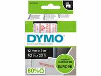 DYMO Original D1-Etikettenband | rot auf transparent | 12 mm x 7 m |...