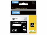 Dymo Rhino Band Industrie Polyesteretiketten, 9 mm x 5.5 m, schwarz/transparent
